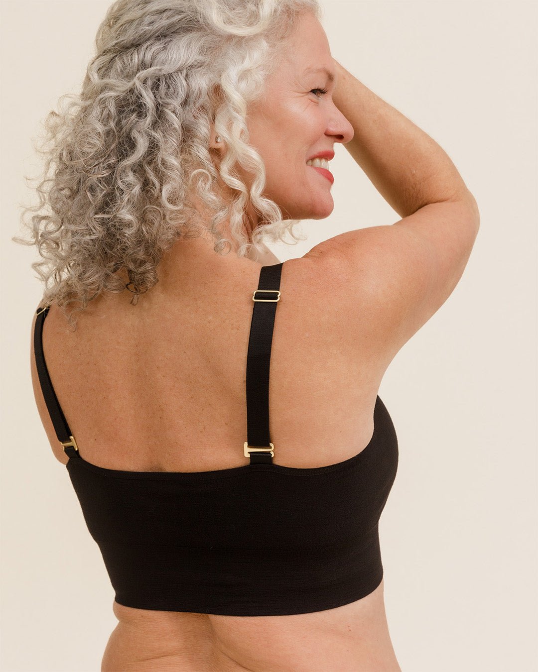 Back view of BRANWYN sustainable Busty Bra showing adjustable straps for support and comfort.
