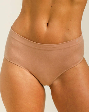 BRANWYN Essential Hipster Merino underwear in light nude, high waisted, full coverage merino wool underwear.