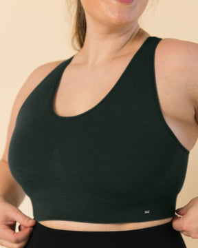 BRANWYN Essential Seamless Merino Wool Racerback Sports Bra in Deep Willow