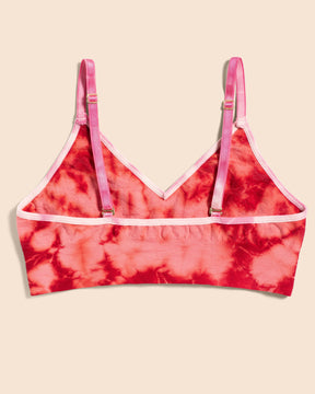 Back View of the BRANWYN Merino Wool Tie Dye Essential Bralette Coral
