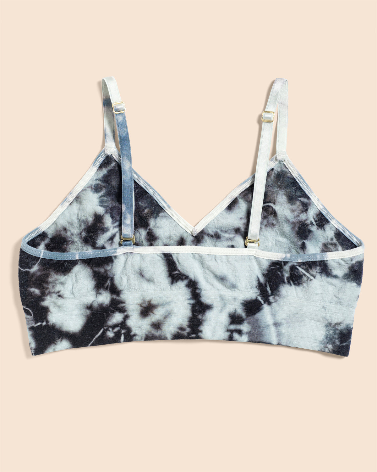 Back View of the BRANWYN Merino Wool Tie Dye Essential Bralette Slate