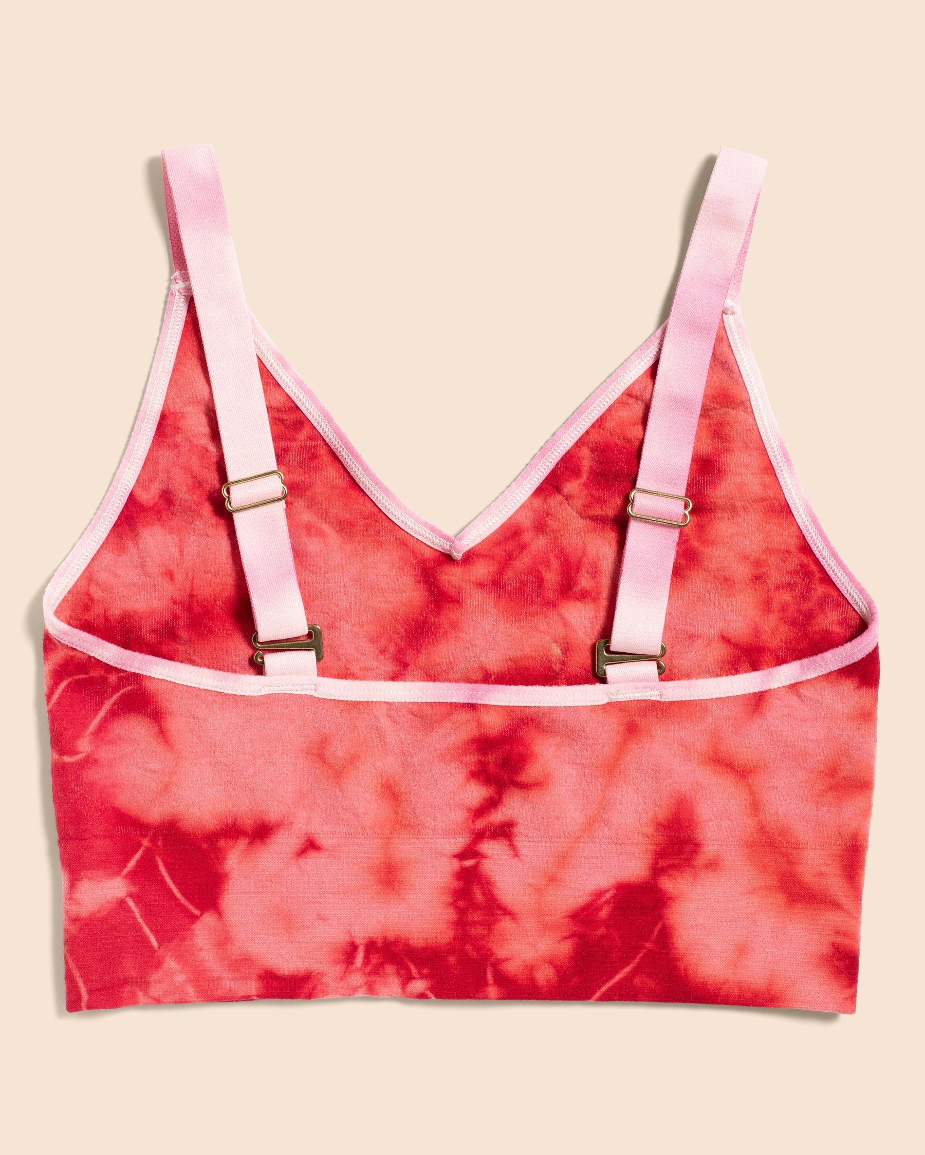 Back View of the BRANWYN Merino Wool Tie Dye Essential Busty Bra Coral