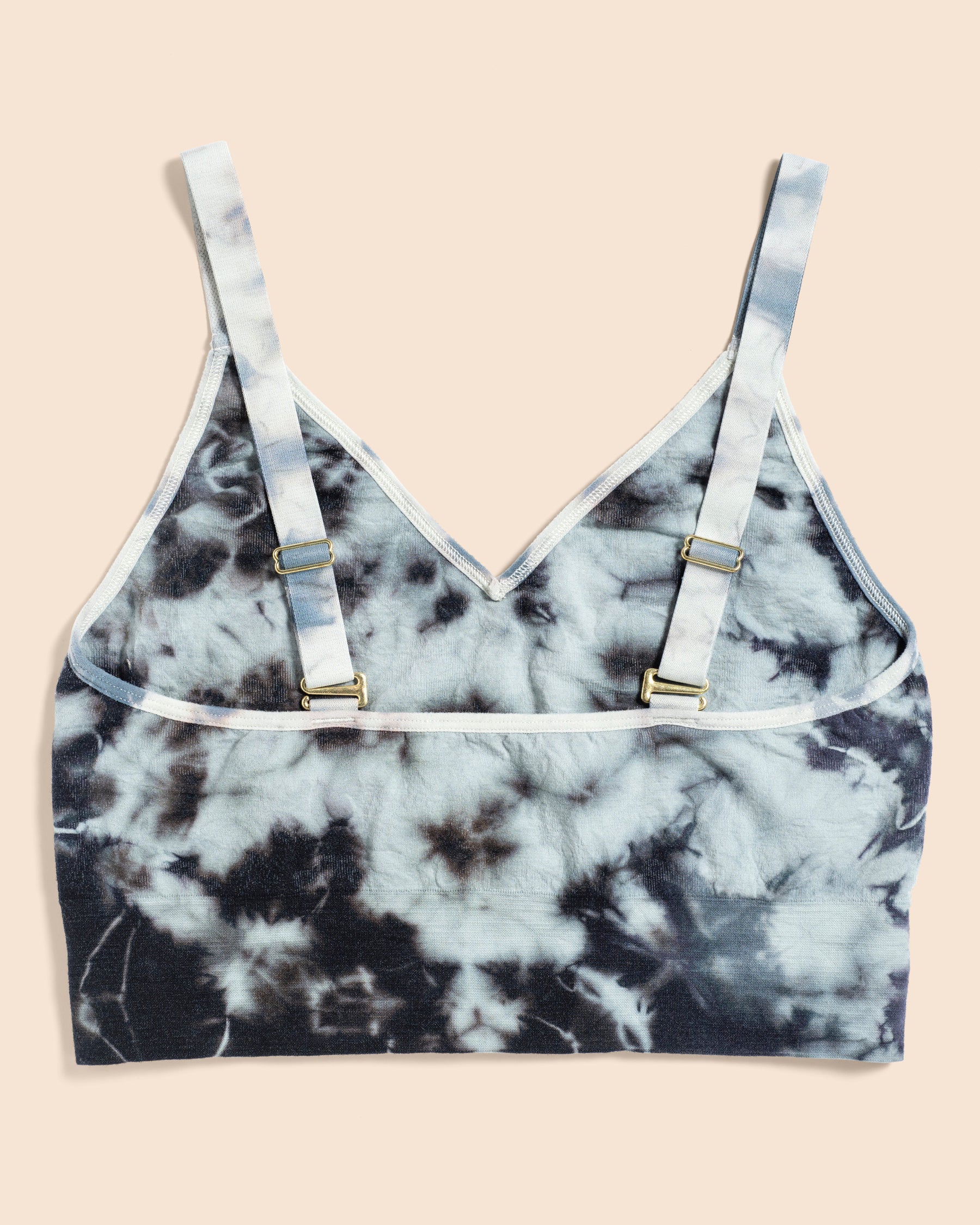 Back View of the BRANWYN Merino Wool Tie Dye Essential Busty Bra Slate
