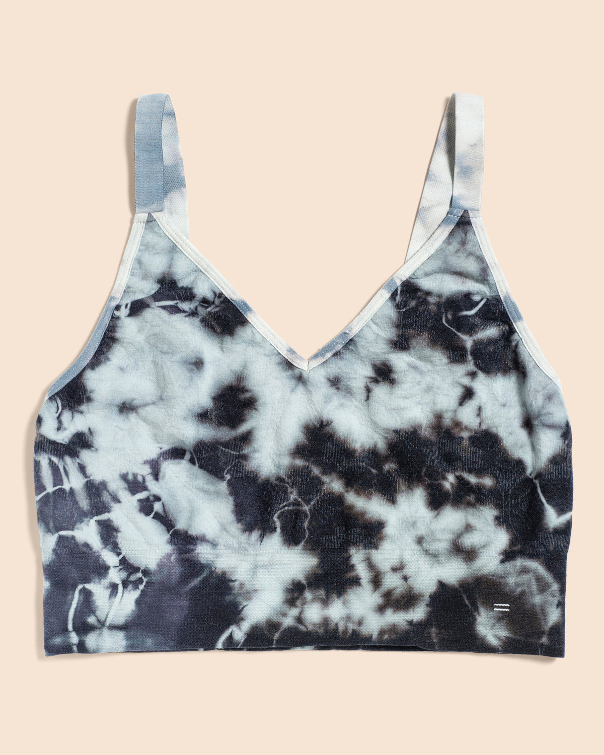 Front View of the BRANWYN Merino Wool Tie Dye Essential Busty Bra Slate