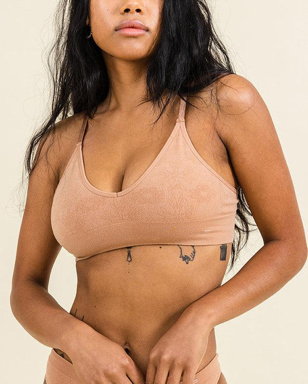 BRANWYN Warm Nude Essential Bralette, lightweight seamless Merino wool bralette for comfort.